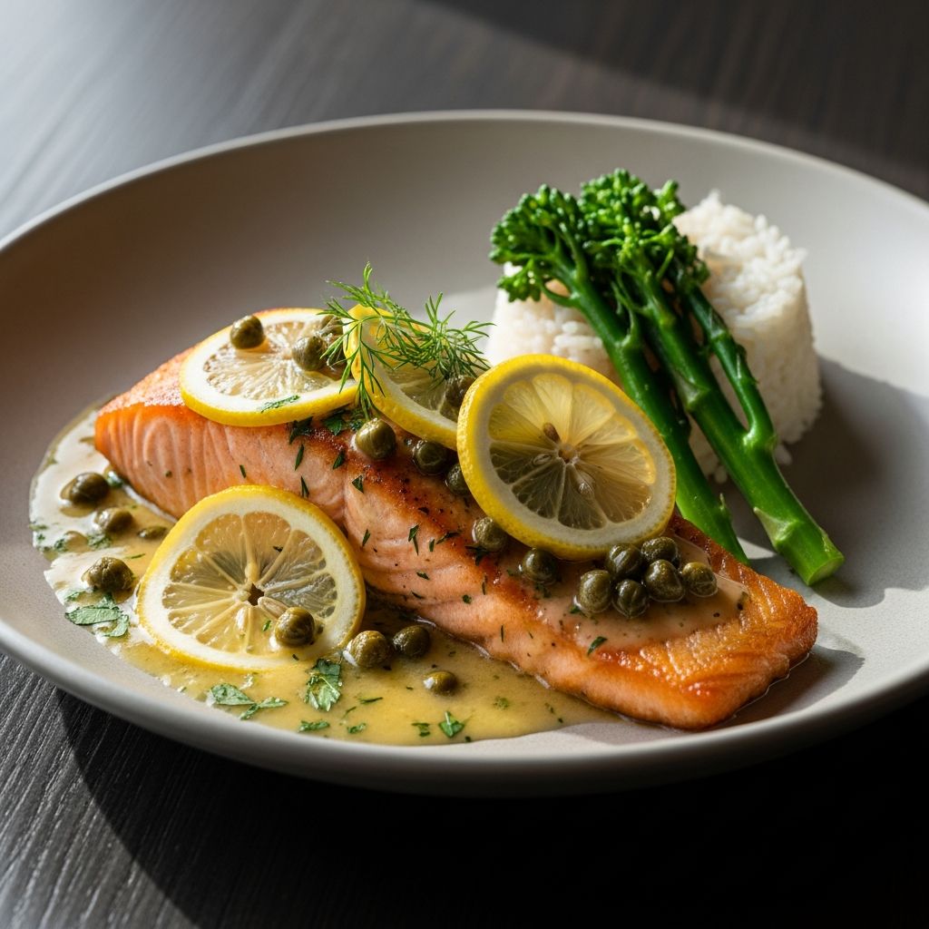 Salmon with Lemon Butter Caper Sauce