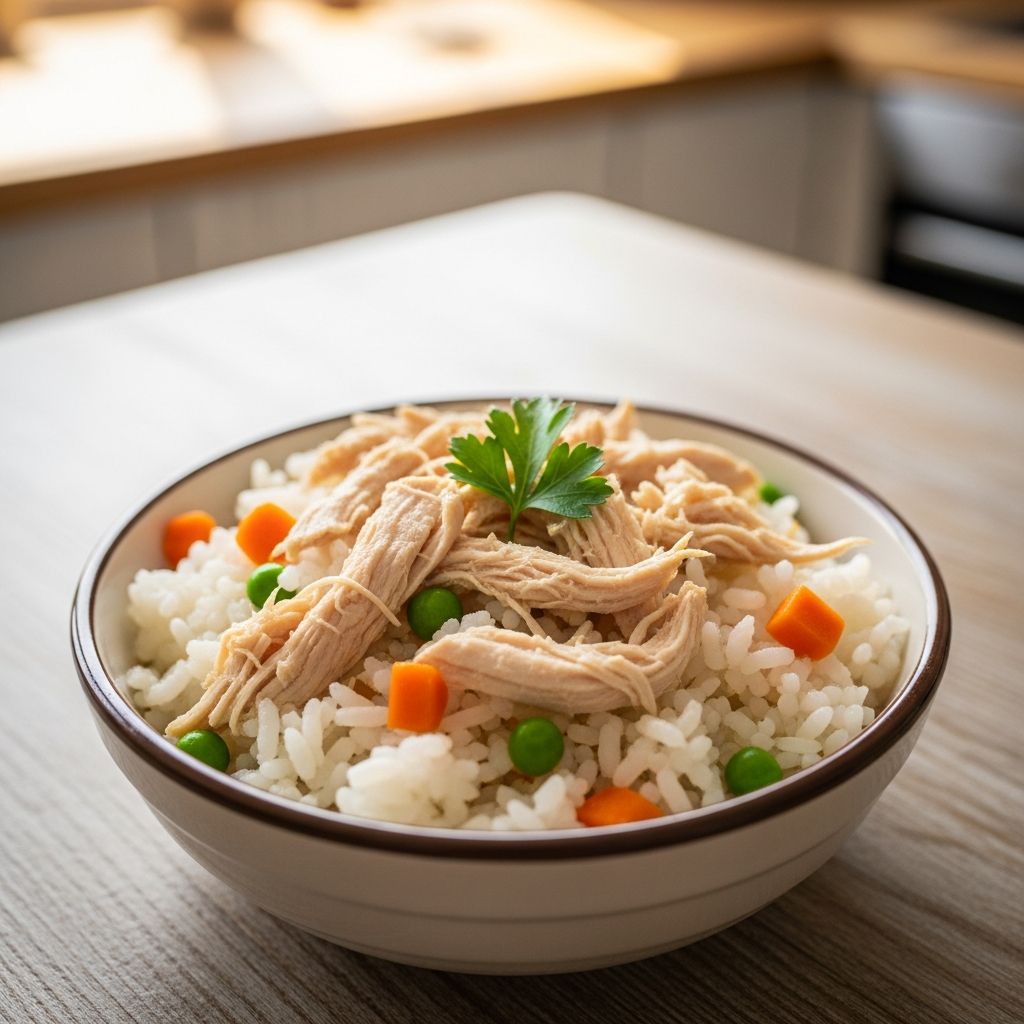A Sick Dog’s Meal: Homemade Chicken and Rice Recipe for Canine Upset Stomachs Gentle, easy-to-digest homemade chicken and rice meal to help soothe your dog's upset stomach and support their recovery with nutrition and care.