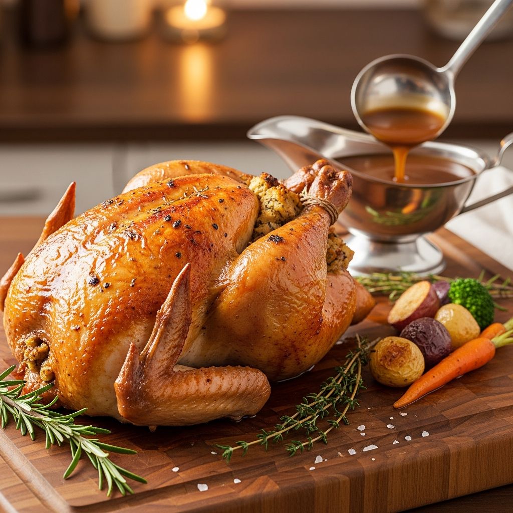 A complete guide for beginners to master stuffed roast chicken and homemade gravy with easy-to-follow steps and helpful tips.