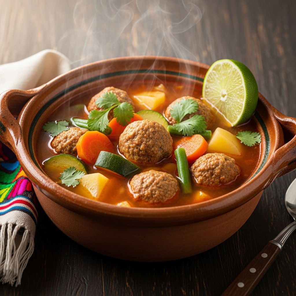 Sopa de Albóndigas: Traditional Mexican Meatball Soup Recipe Discover the comforting flavors of homemade Sopa de Albóndigas, a classic Mexican meatball soup rich with vegetables and savory herbs.
