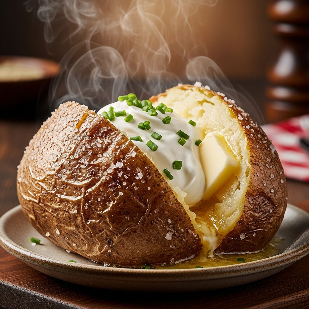 Bring the Texas Roadhouse experience home with a crispy, fluffy baked potato recipe—expertly crafted, thoroughly detailed, and full of delicious topping ideas.