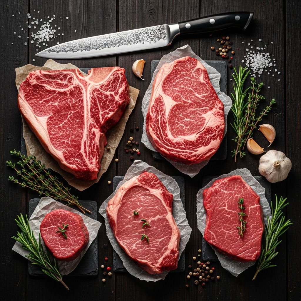 Discover everything you need to know about steak cuts, flavors, and cooking techniques.