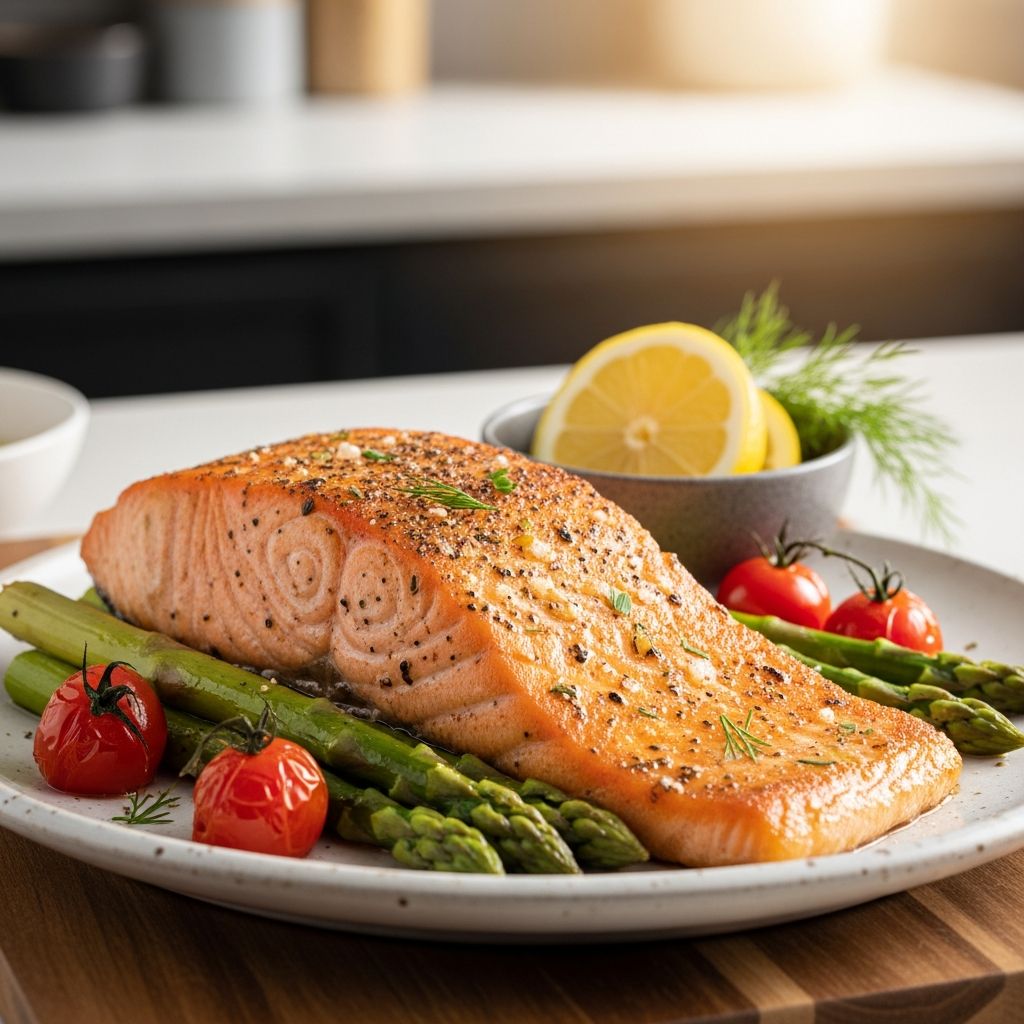 Deliciously simple air fryer salmon—achieve crispy skin and juicy fish in minutes with this flavorful step-by-step recipe.