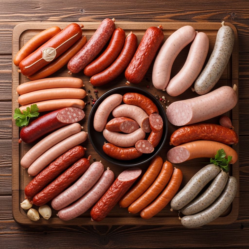 Explore over 20 delicious types of sausage, their heritage, ingredients, and culinary uses from breakfast tables to global feasts.