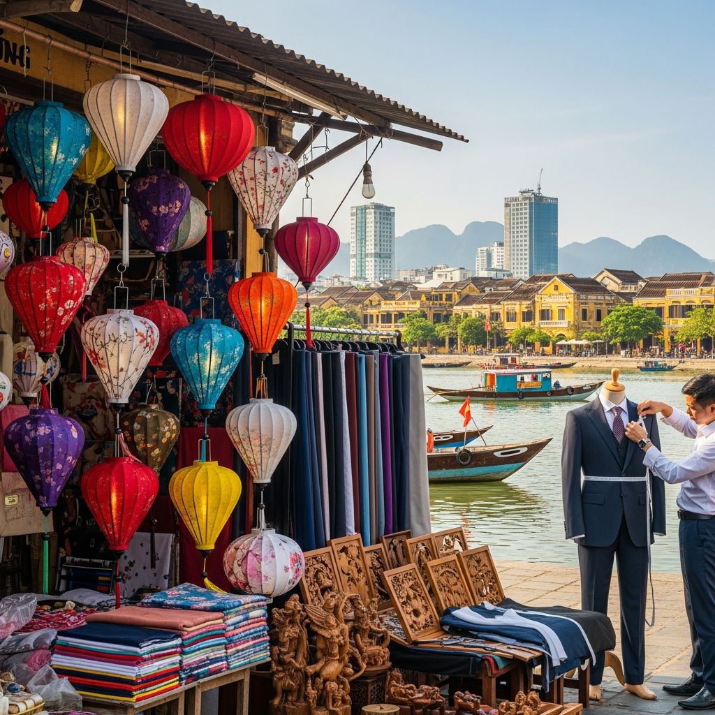 Explore top shopping spots in Da Nang and Hoi An from tailoring boutiques to vibrant markets and artisan handicraft shops.
